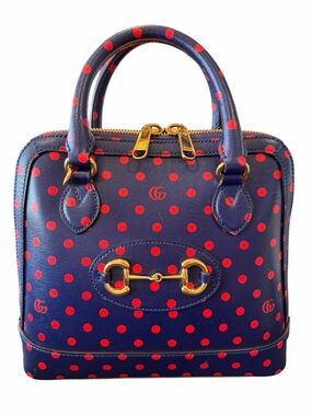 Gucci
Gucci Blue Leather Horsebit 1955 Polka Dot Top Handle Bag
